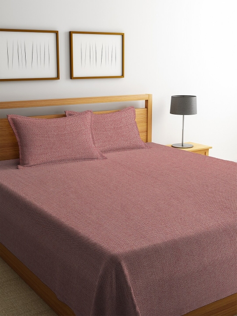 

KLOTTHE Maroon Geometric Patterned King Size Double Bed Cover with 2 Pillow Covers