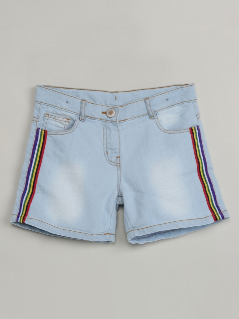

max Girls Blue Solid Regular Fit Denim Shorts