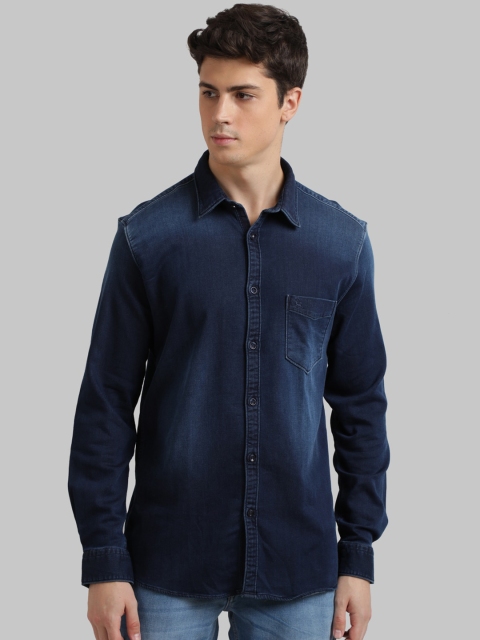 

Parx Men Blue Regular Fit Solid Denim Casual Shirt