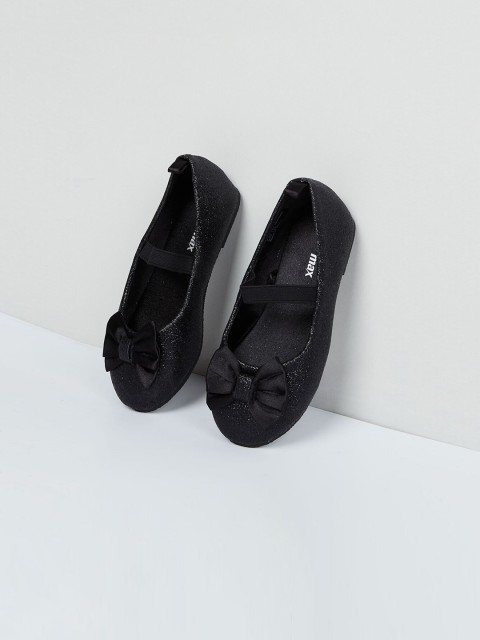 

max Girls Black Embellished PU Ballerinas