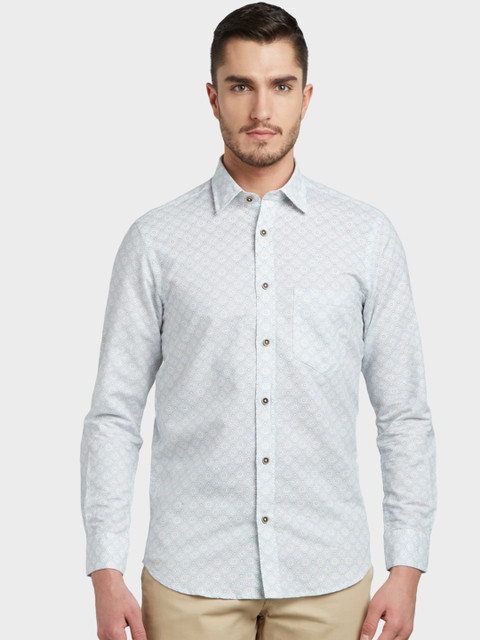 

ColorPlus Men Blue Tailored Fit Printed Casual Shirt