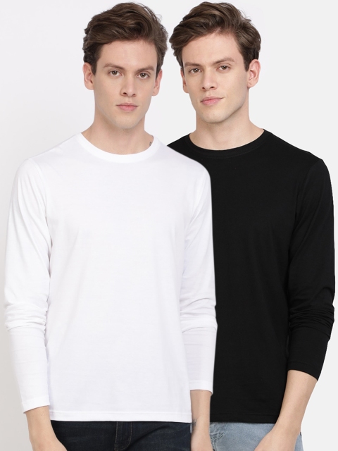 

IVOC Men Pack of 2 Solid Round Neck T-shirt, Black