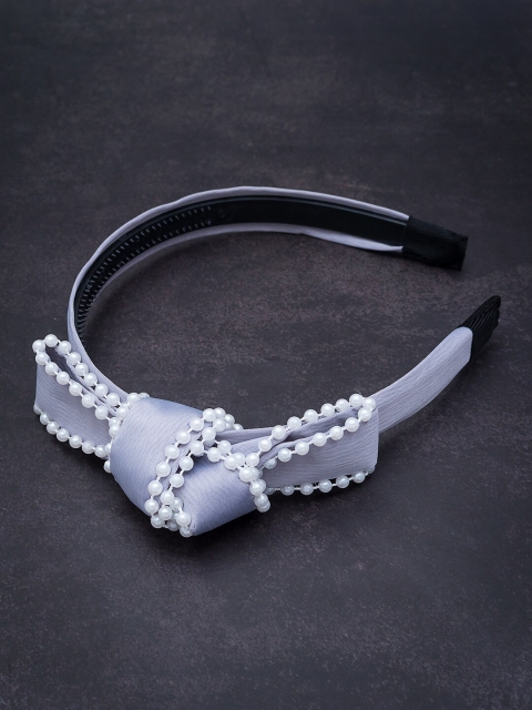 

Golden Peacock Grey Beaded Hairband