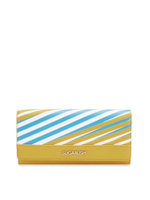 

Sugarush Women Yellow & Blue Striped Two Fold Wallet