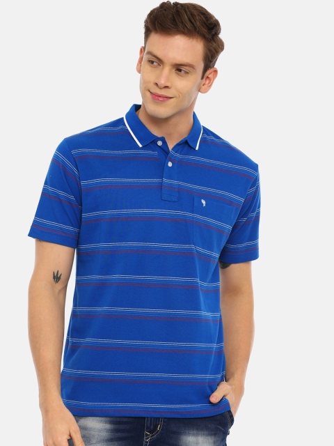 

Classic Polo Men Blue Striped Polo Collar T-shirt