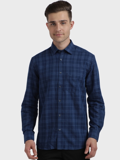 

ColorPlus Men Blue Regular Fit Checked Casual Shirt