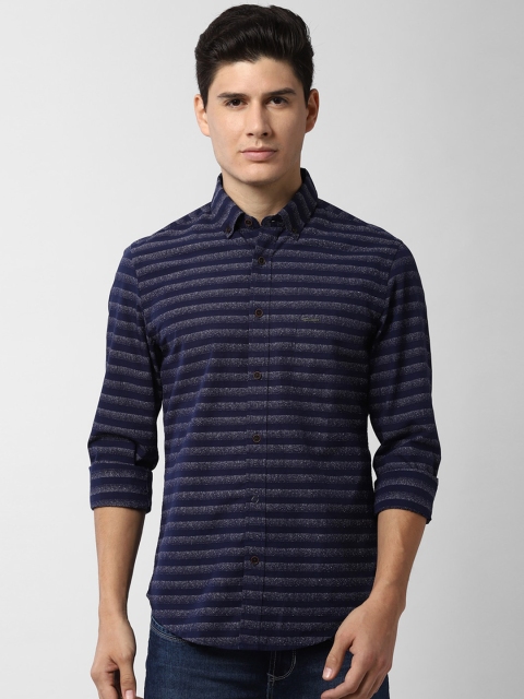

Peter England Casuals Men Navy Blue Slim Fit Striped Casual Shirt
