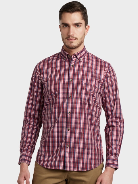

ColorPlus Men Red Tailored Fit Checked Casual Shirt