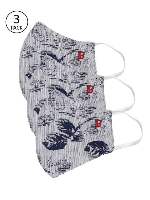 

Bene Kleed Pack of 3 Grey Printed 5-Ply Reusable Masks