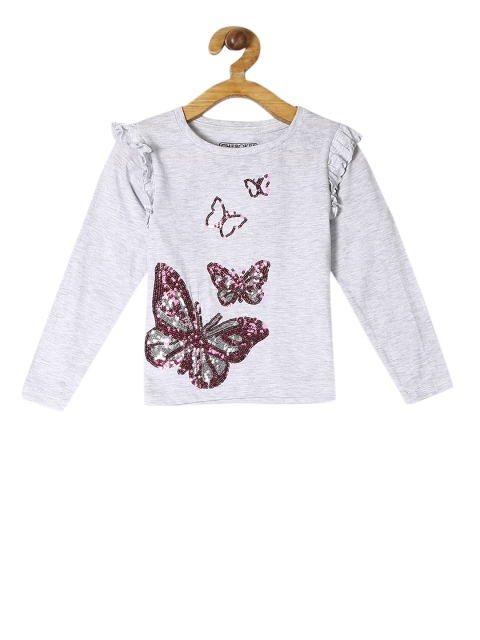 

Cherokee Girls Grey Printed Round Neck T-shirt