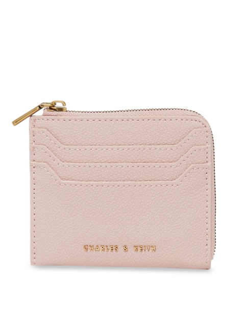CHARLES & KEITH Women Pink Solid Zip Around Wallet