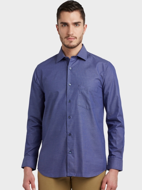 

ColorPlus Men Blue Tailored Fit Self Design Casual Shirt