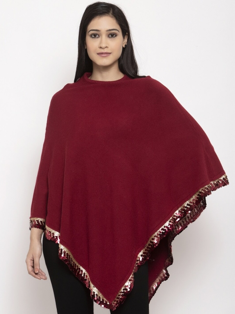 

Global Republic Women Maroon Solid Waterfall Shrug
