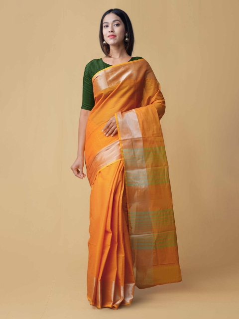 

Unnati Silks Orange Checked Pure Cotton Saree