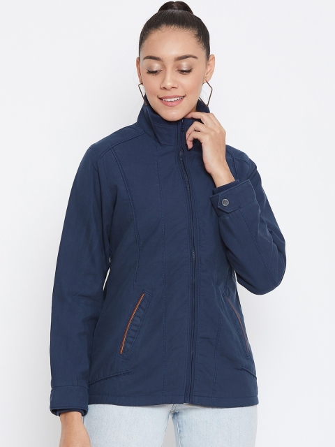 

Spirit Women Navy Blue Solid Windcheater Tailored Jacket