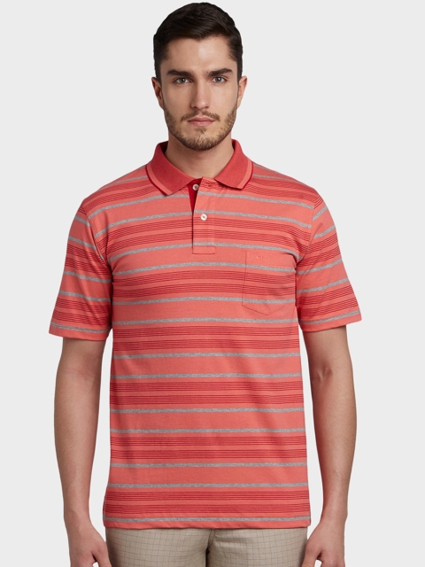

ColorPlus Men Orange Striped Polo Collar T-shirt
