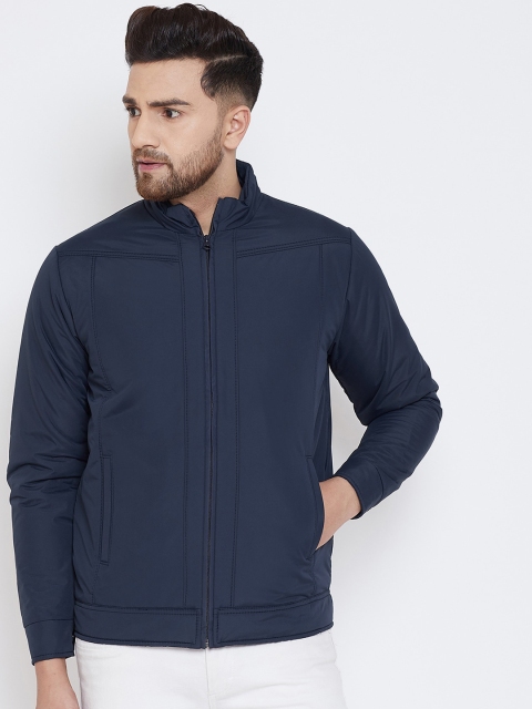 

Spirit Men Navy Blue Solid Windcheater Padded Jacket