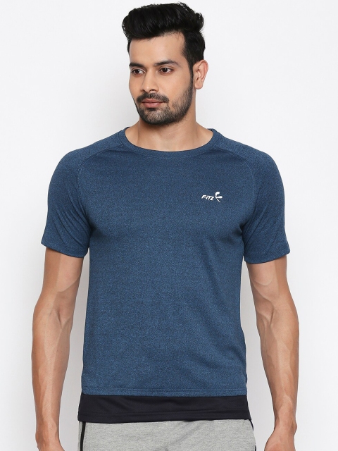 

FiTZ Men Navy Blue Solid Round Neck T-shirt