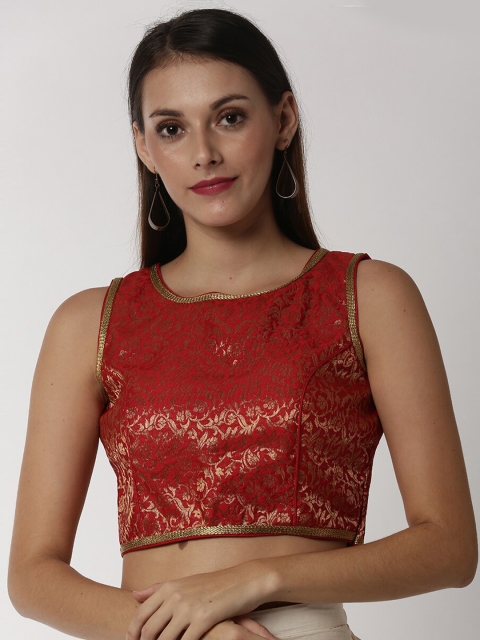 

Soch Women Red Brocade Saree Blouse