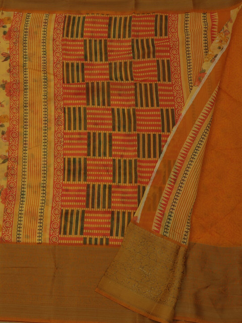 

Pothys Yellow & Red Jute Silk Printed Saree