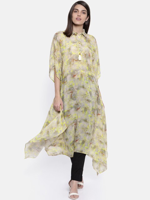 

The Kaftan Company Women Beige Floral Printed Kaftan Kurta