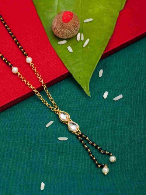 

Sia Art Jewellery Gold-plated Black Beaded Mangalsutra
