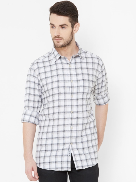 

EVOQ Men White & Black Regular Fit Checked Casual Shirt