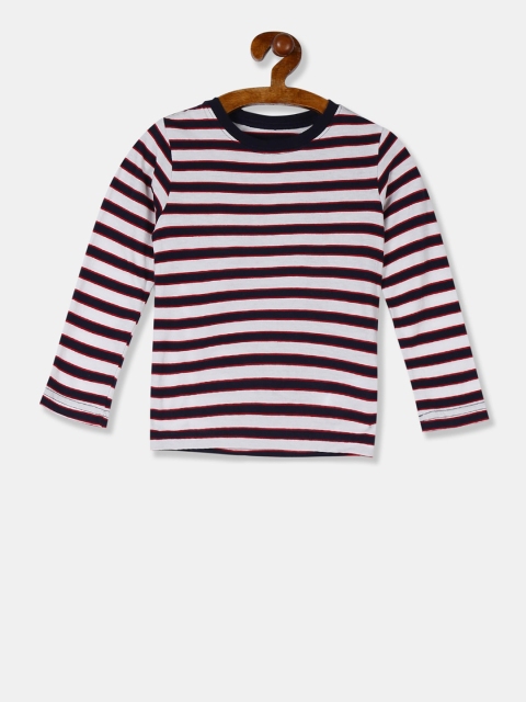 

The Childrens Place Boys White & Black Striped Round Neck T-shirt