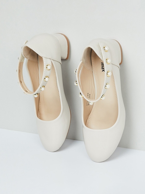 

max Girls Beige Embellished PU Ballerinas