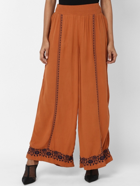 

AMERICAN EAGLE OUTFITTERS Women Brown Hem Design Straight Palazzos