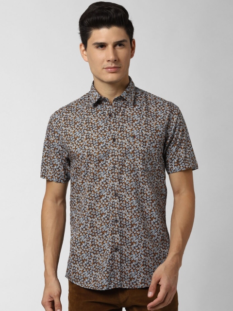 

Peter England Casuals Men Blue & Brown Slim Fit Printed Casual Shirt