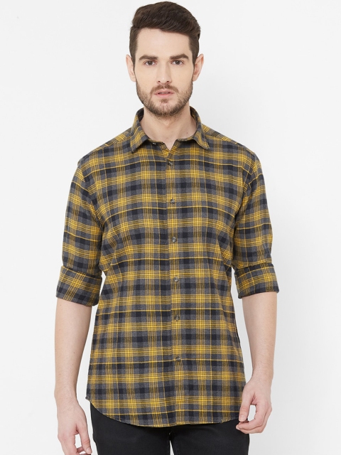 

EVOQ Men Blue & Yellow Regular Fit Checked Casual Shirt