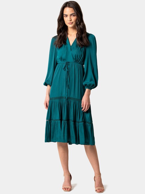 

Forever New Women Green Solid A-Line Dress