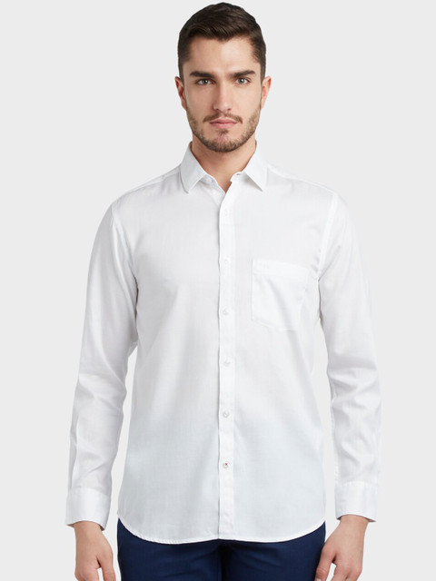 

ColorPlus Men White Tailored Fit Solid Casual Shirt