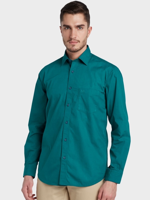 

ColorPlus Men Green Tailored Fit Solid Casual Shirt