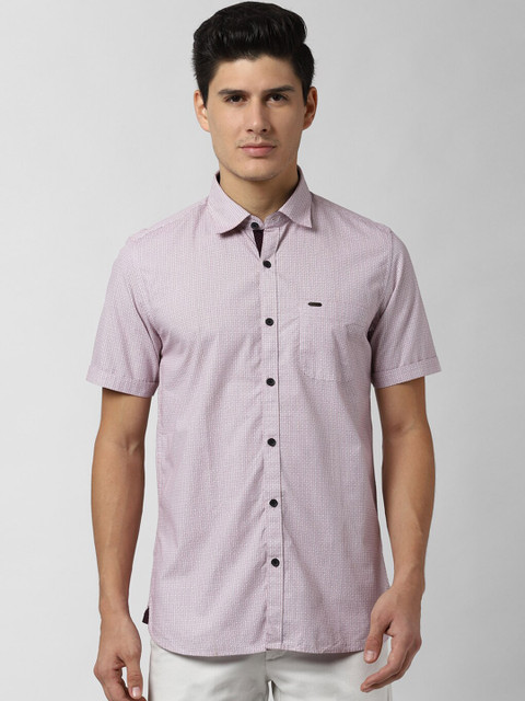 

Peter England Casuals Men White & Purple Slim Fit Printed Casual Shirt