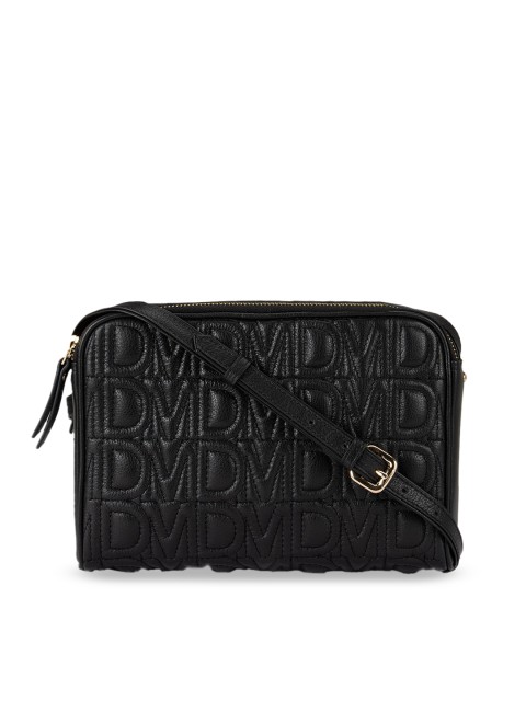 

Da Milano Black Textured Leather Sling Bag