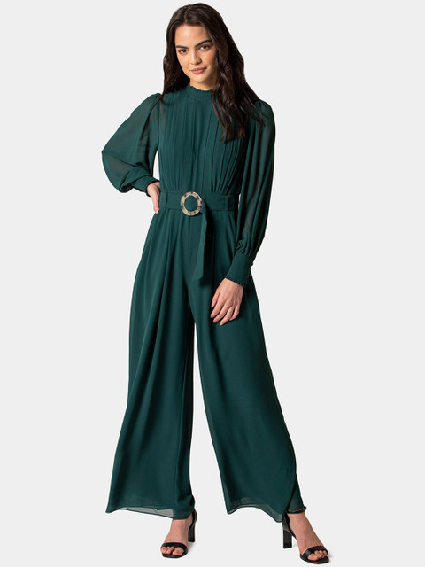 

Forever New Women Green Solid Basic Jumpsuit