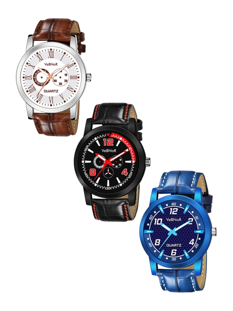 

VeBNoR Boys Pack Of 3 Analogue Watches WT 161-62-63 (N), Blue