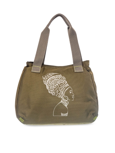 

Khadims Olive Green & Off-White Printed Shoulder Bag