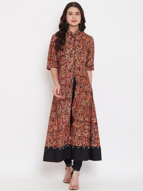 

The Kaftan Company Women Maroon & Beige Printed A-Line Kurta
