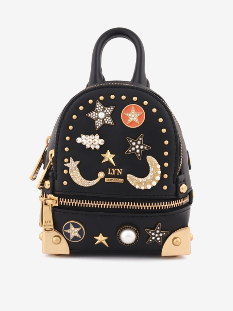 

LYN Black & Gold-Toned Self Design Handheld Bag