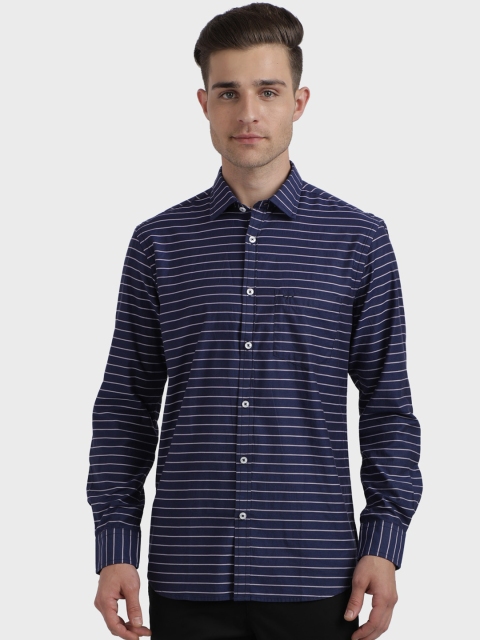 

ColorPlus Men Navy Blue Regular Fit Striped Casual Shirt