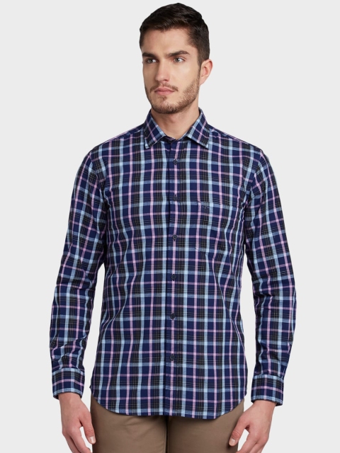 

ColorPlus Men Blue Tailored Fit Checked Casual Shirt
