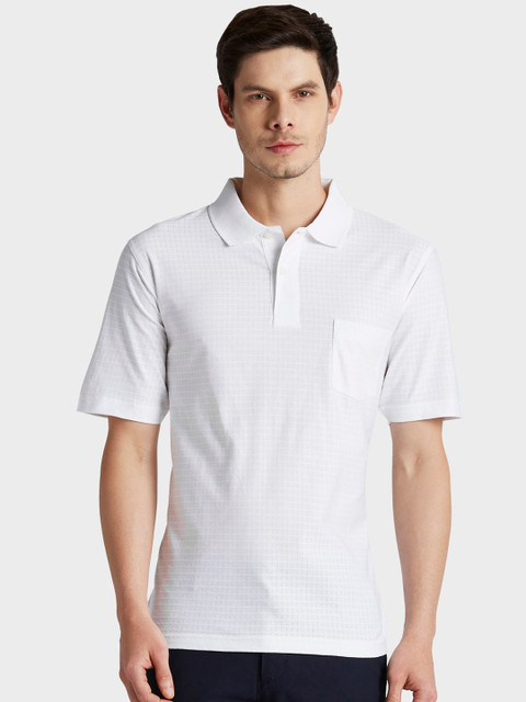 

ColorPlus Men White Solid Polo Collar T-shirt