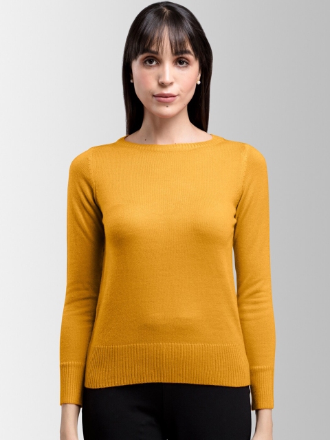 

FableStreet Women Yellow Solid Pullover Sweater