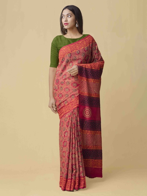 

Unnati Silks Pink Pure Cotton Printed Kota Saree