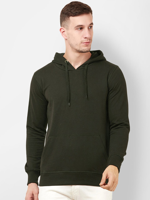

Free Authority Men Olive Green Solid Hooded Sweatshirt
