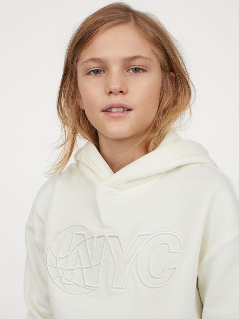 

H&M Boys White Oversized Motif-Detail Hoodie