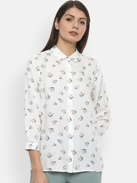 

Van Heusen Woman White Regular Fit Printed Casual Shirt